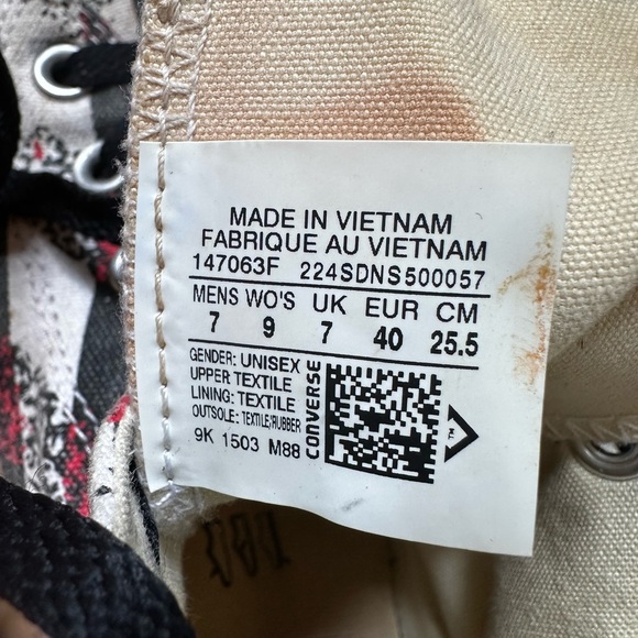 CONVERSE Chuck Taylor CT HI All Star Unisex Stars Stripes. M7, W9. High Top. - Picture 8 of 8